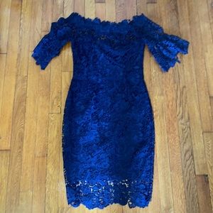 Blue off the shoulder dress